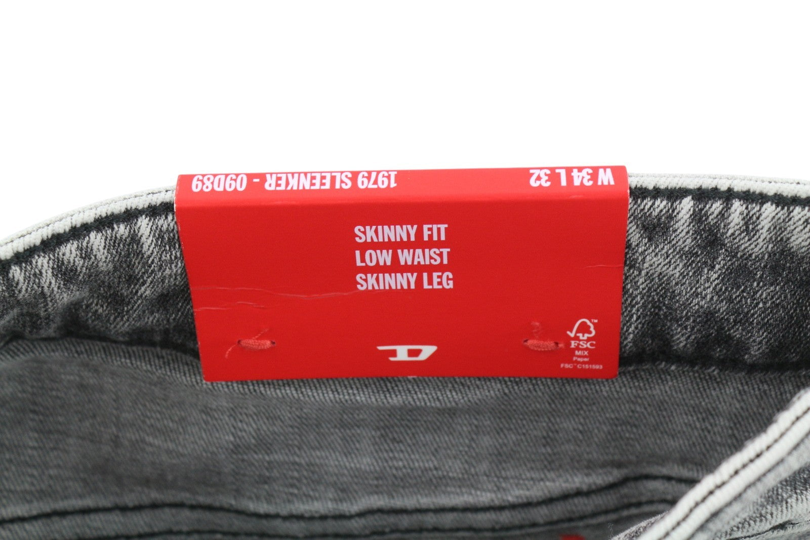 RRP€195 DIESEL 1979 Sleenker 09D89 Mens Jeans W34/L32 Stretchy Skinny Grey