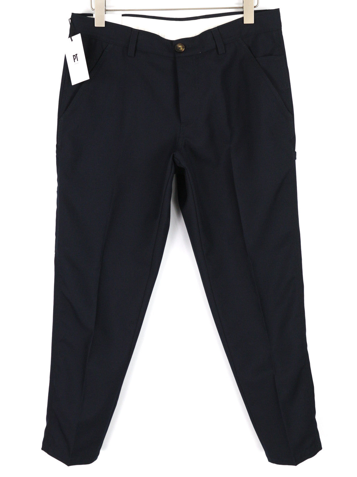 PT TORINO The Worker Men Trousers W38 Fleece Wool Blend Tapered Leg Buttoned