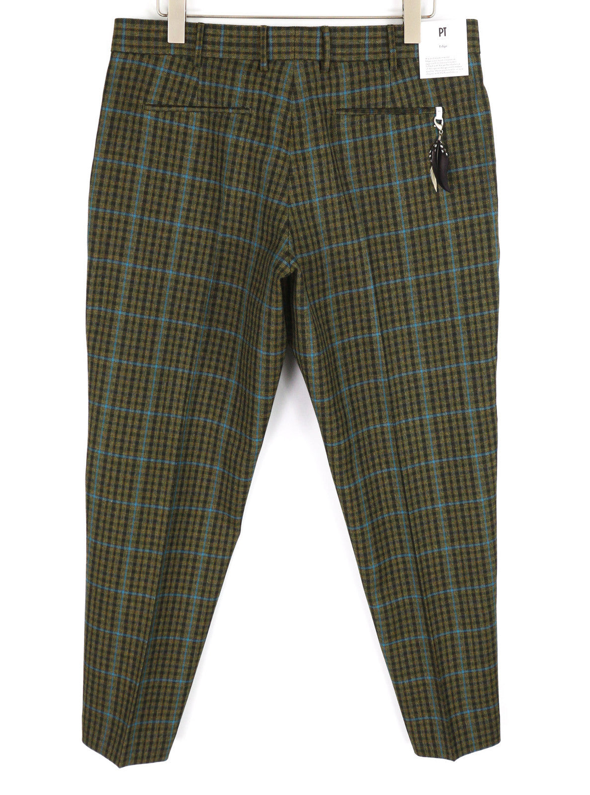 PT TORINO Rebel Fit Men Trousers 52 W36 Fleece Wool Plaid Zipper Tapered Fit