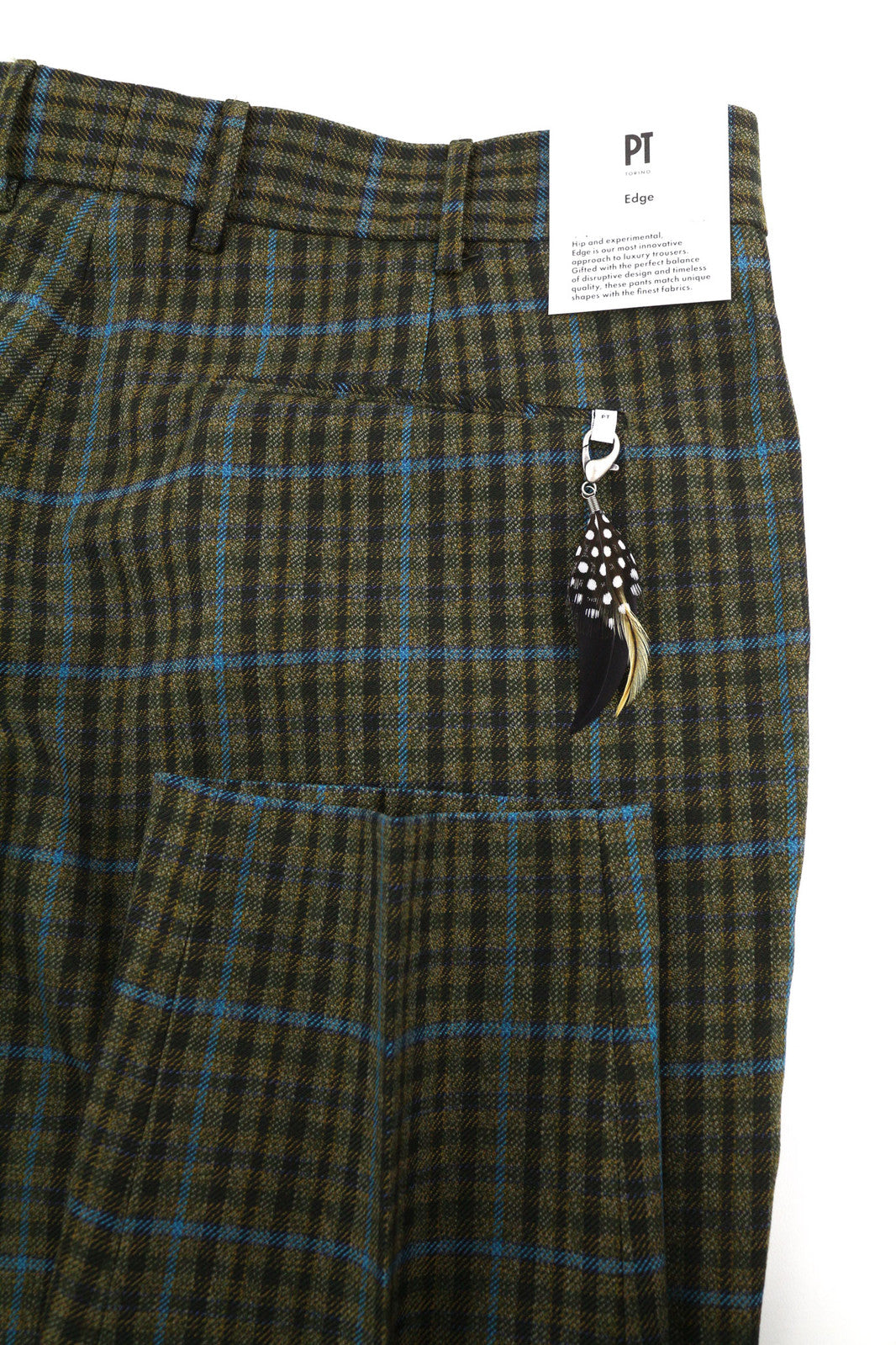 PT TORINO Rebel Fit Men Trousers 52 W36 Fleece Wool Plaid Zipper Tapered Fit