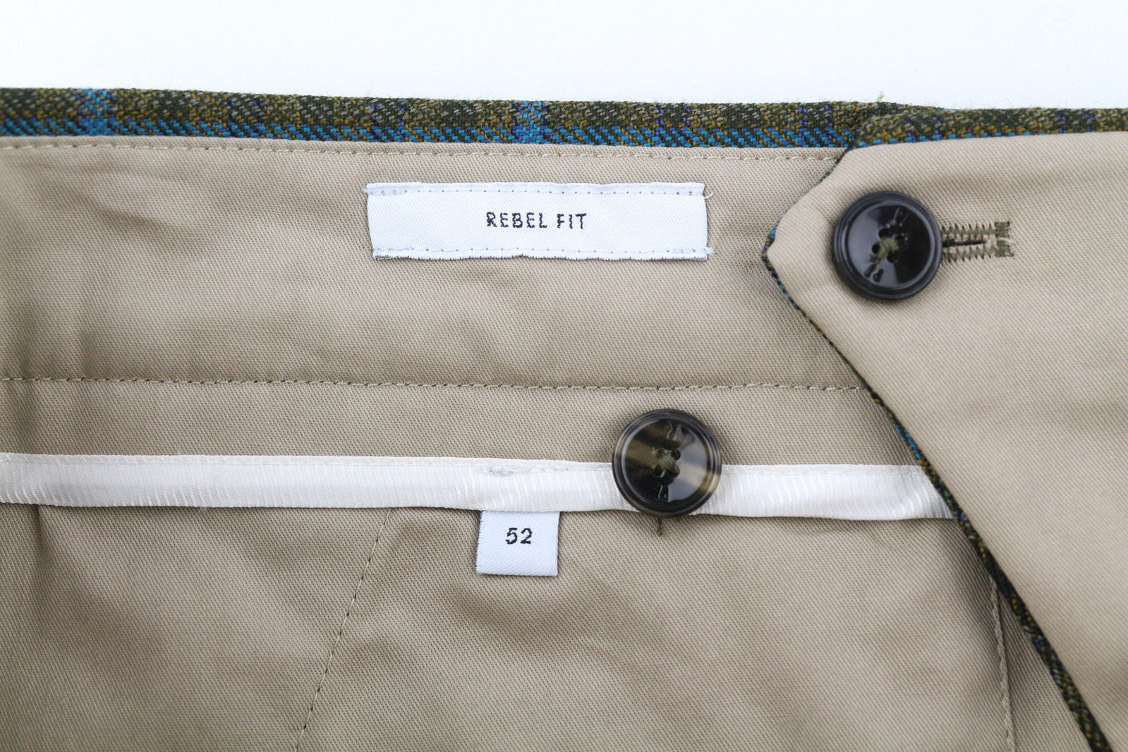 PT TORINO Rebel Fit Men Trousers 52 W36 Fleece Wool Plaid Zipper Tapered Fit