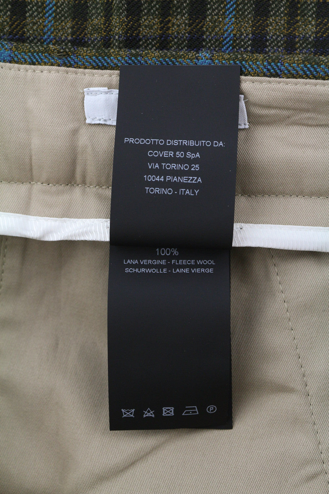 PT TORINO Rebel Fit Men Trousers 52 W36 Fleece Wool Plaid Zipper Tapered Fit