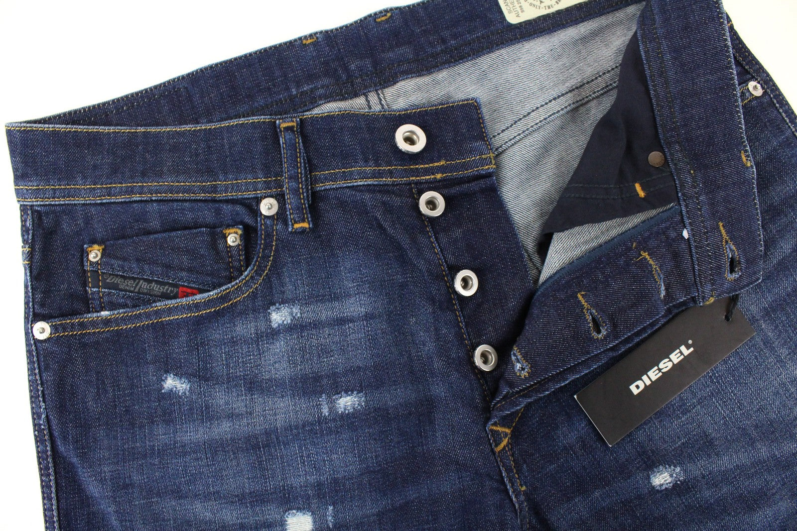 DIESEL Tepphar R7NA8 Men's Jeans W28/L30 Slim Carrot Blue Cotton Stretch Ripped