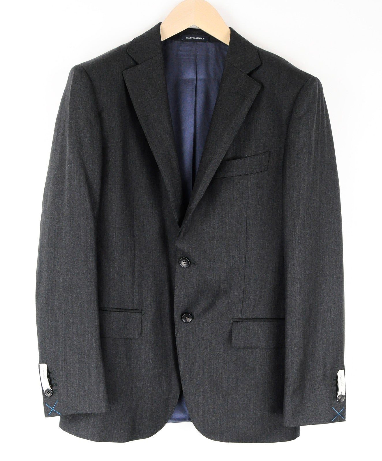 SUITSUPPLY Napoli Mens Grey Wool Suit Blazer UK38R Super 110's Formal Jacket