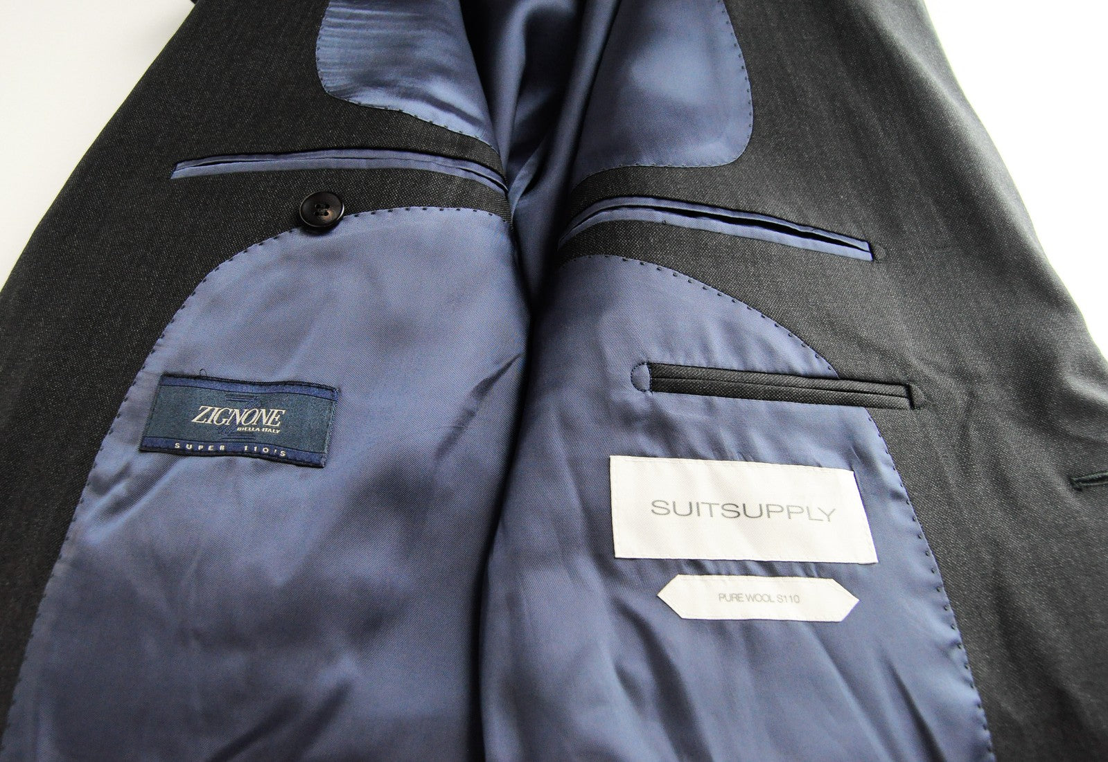 SUITSUPPLY Napoli Mens Grey Wool Suit Blazer UK38R Super 110's Formal Jacket