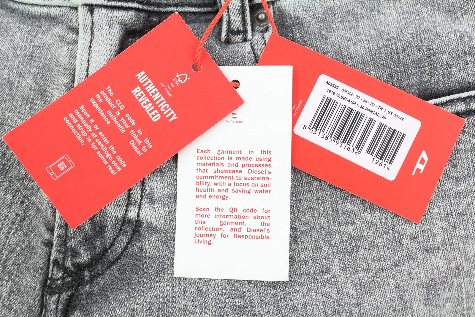 DIESEL 1979 Sleenker 09D89 Mens Jeans W32/L30 Stretchy Skinny Low Waist RRP€195