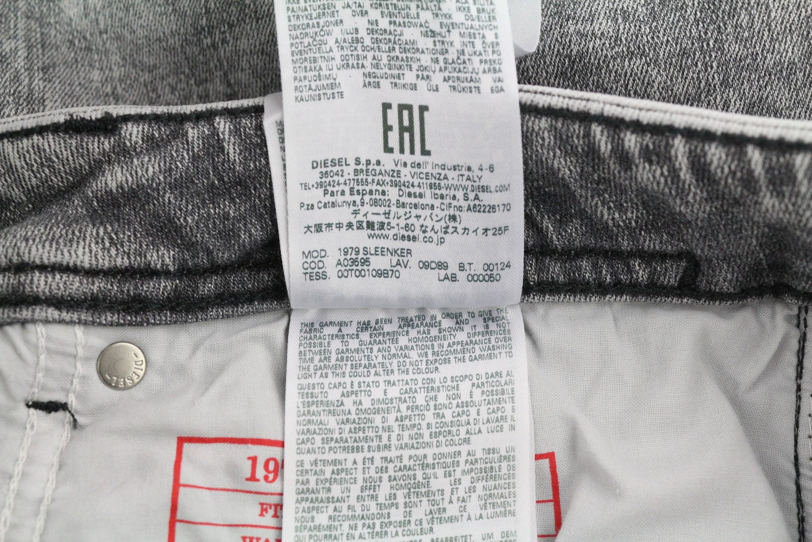 DIESEL 1979 Sleenker 09D89 Mens Jeans W32/L30 Stretchy Skinny Low Waist RRP€195