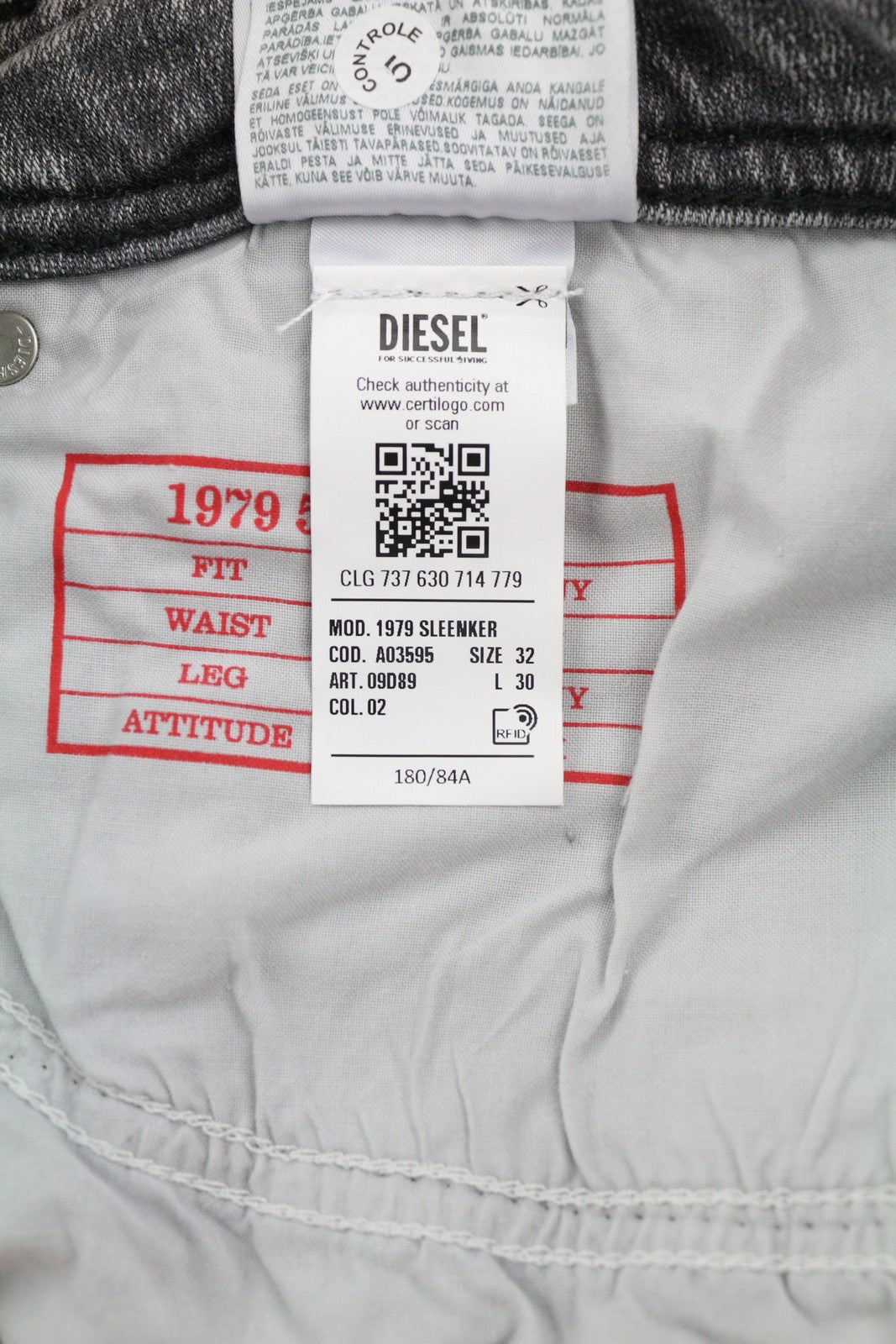 DIESEL 1979 Sleenker 09D89 Mens Jeans W32/L30 Stretchy Skinny Low Waist RRP€195