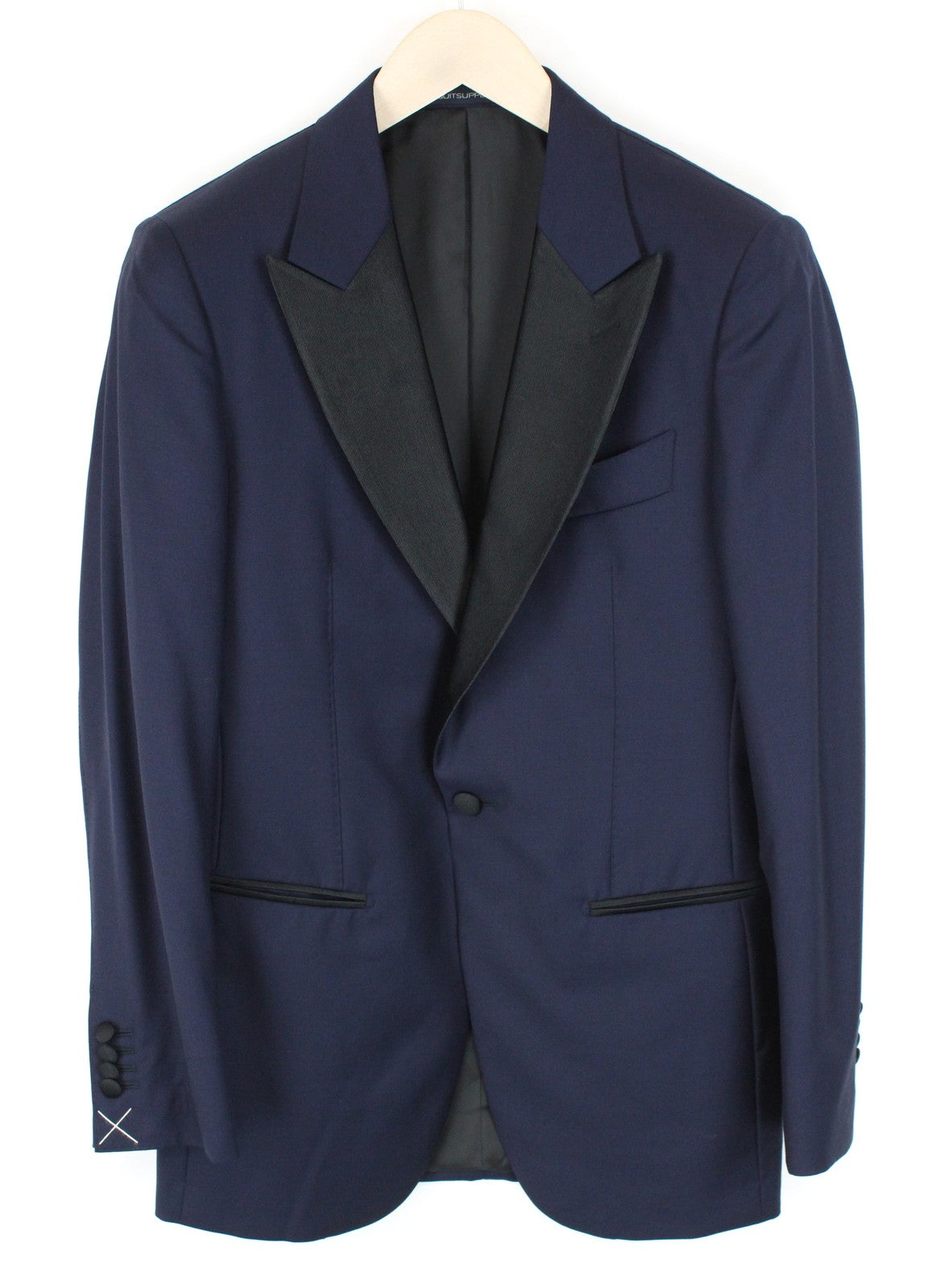 SUITSUPPLY Lazio smokingo švarkas vyrams UK34R tamsiai mėlynas Super 120 vilnonis plonas oficialios suknelės 