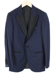 SUITSUPPLY Lazio smokingo švarkas vyrams UK34R tamsiai mėlynas Super 120 vilnonis plonas oficialios suknelės 