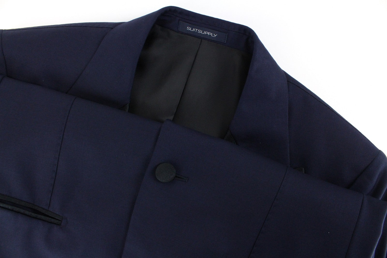 SUITSUPPLY Lazio smokingo švarkas vyrams UK34R tamsiai mėlynas Super 120 vilnonis plonas oficialios suknelės 