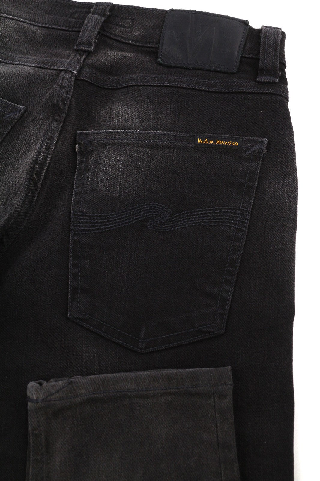 NUDIE Pipe Led Men Jeans W28/L32 Grey Marble Organic Slim Fit Logo Washed Denim