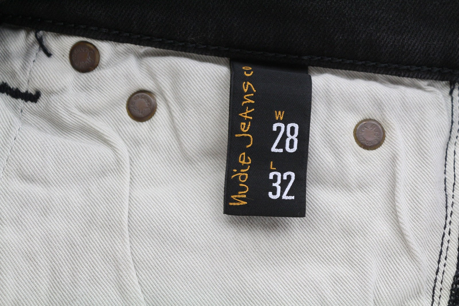 NUDIE Pipe Led Men Jeans W28/L32 Grey Marble Organic Slim Fit Logo Washed Denim