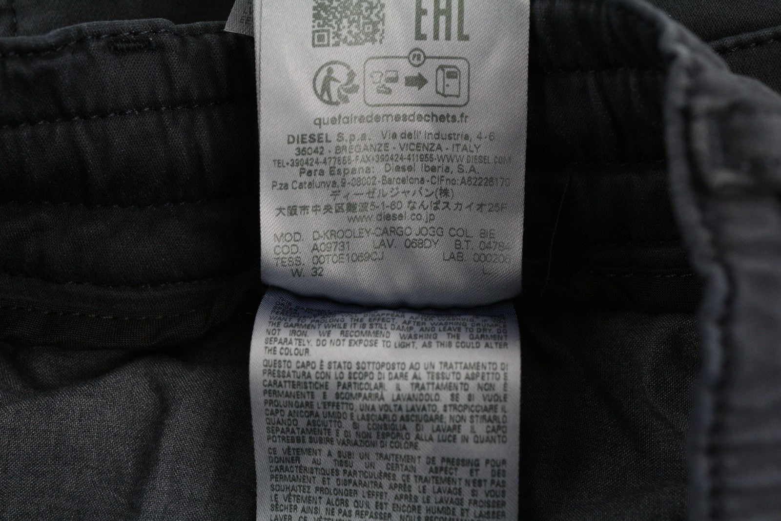 DIESEL D-Krooley-Cargo Jogg 068DY Mens Jeans W32 Drawstrings Dark Blue RRP€350