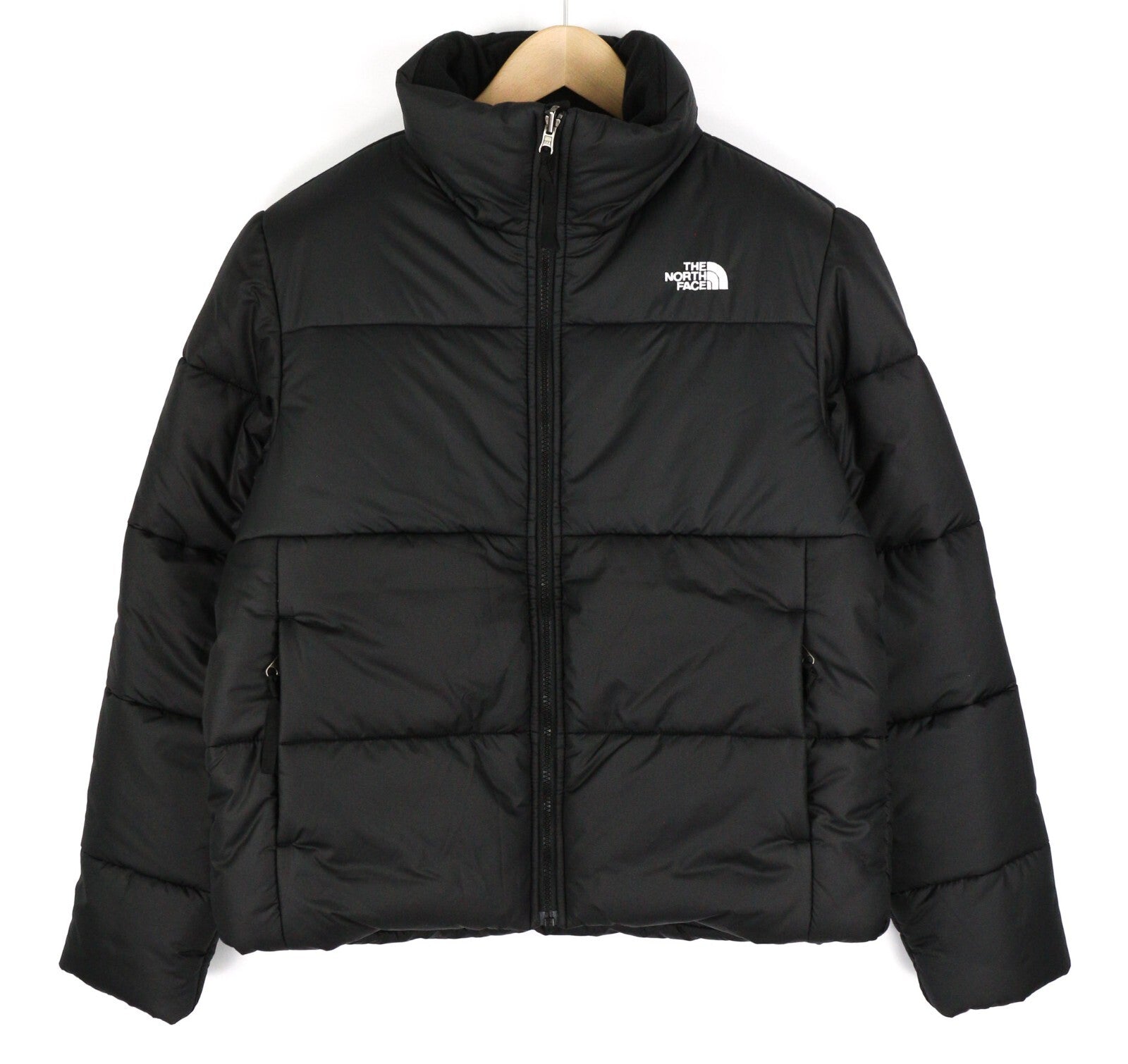 THE NORTH FACE Women Jacket L Black Insulated Lined Quilted High Neck Zipper