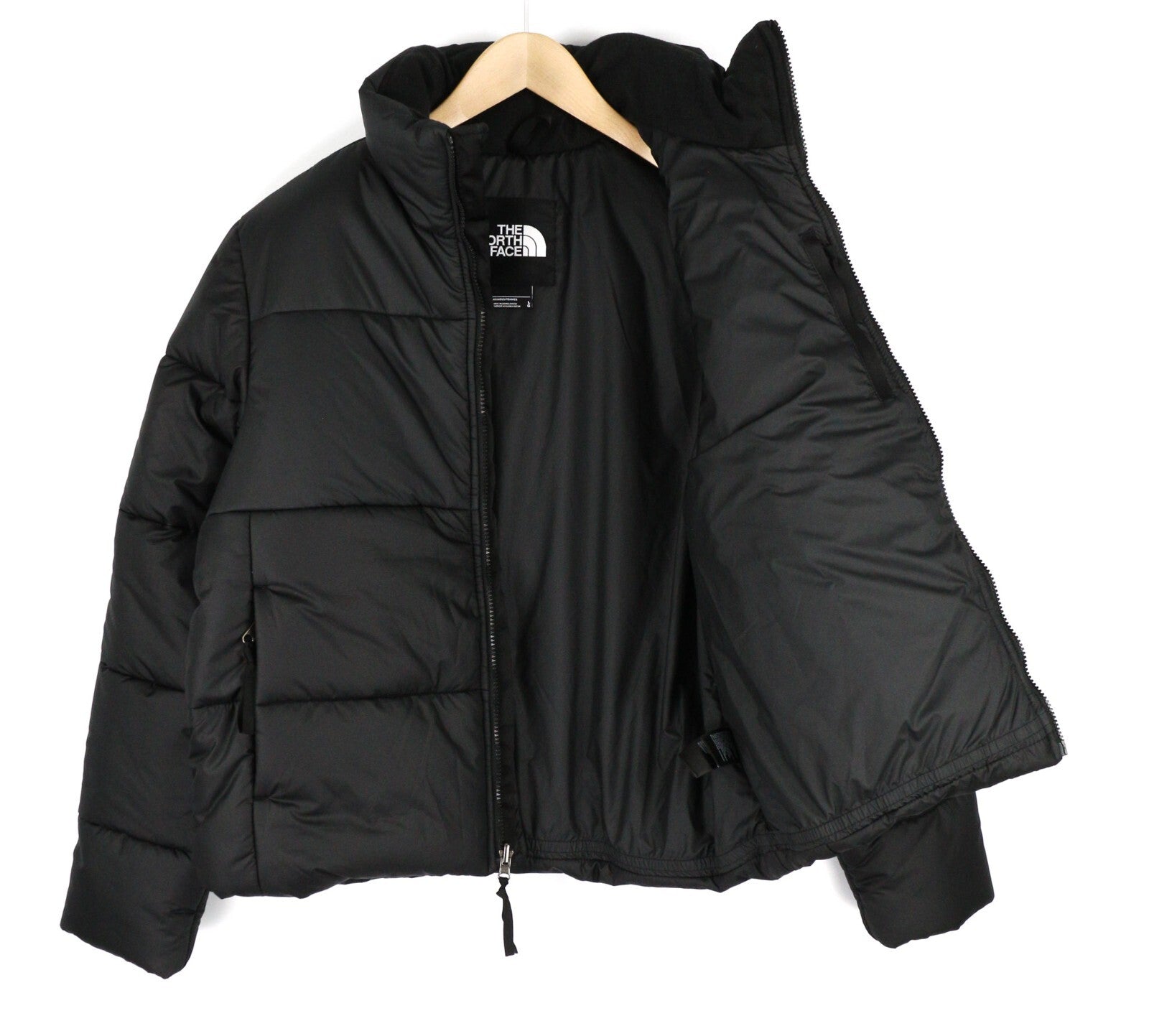 THE NORTH FACE Women Jacket L Black Insulated Lined Quilted High Neck Zipper