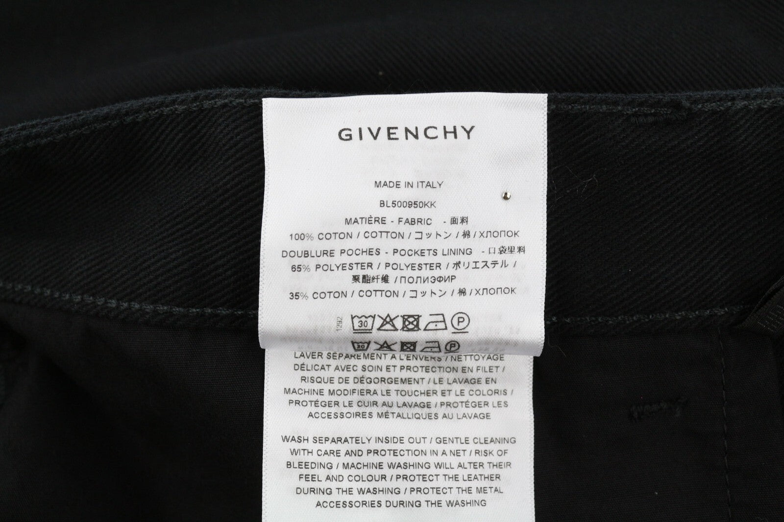 GIVENCHY X Tiffany Men Jeans W38 Tapered Fit Zipper Closure Pockets Dark Black