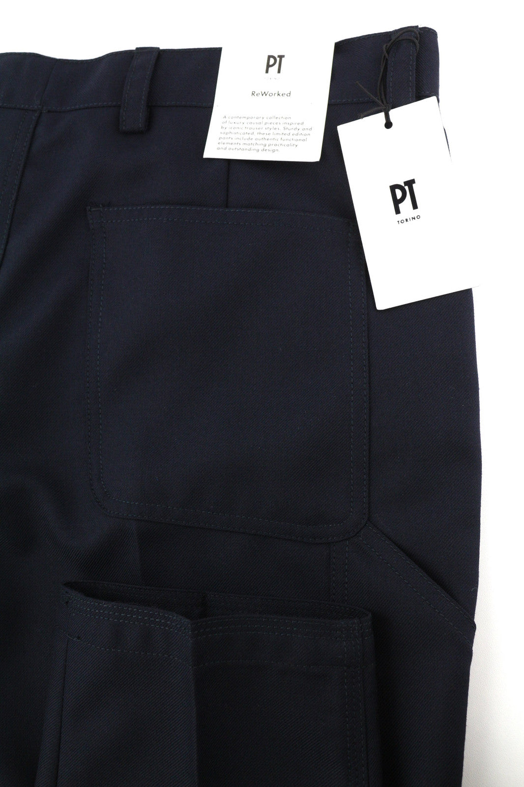 PT TORINO The Worker Men Trousers W34 Fleece Wool Blend Tapered Leg Buttoned