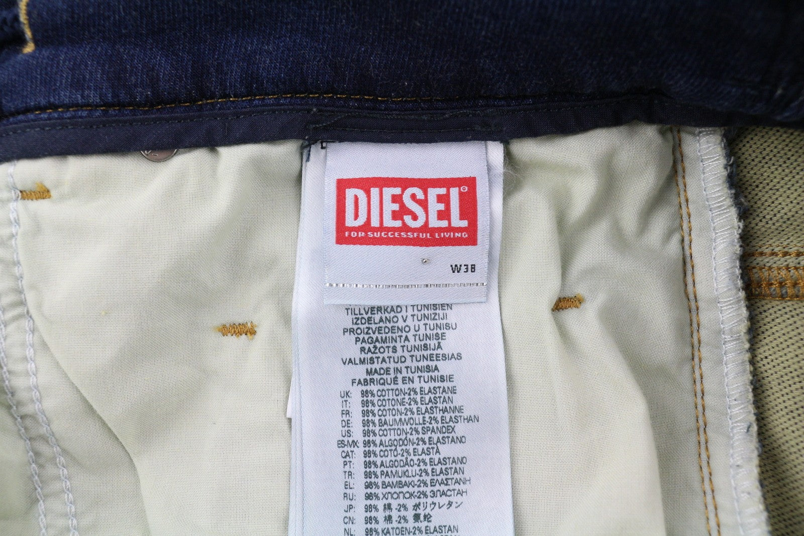 DIESEL Krooley-E-Ne 068HZ Men Jeans W38 Jogg Drawstring Waist Washed Blue RRP295