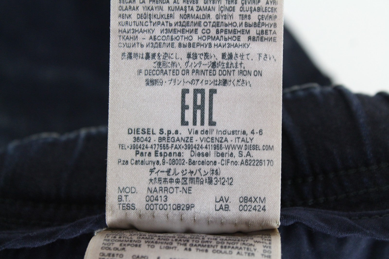 DIESEL Narrot-NE 084XM Men's Jeans W32 Slim Fit Jogg Sweat Cotton Blue Stretch