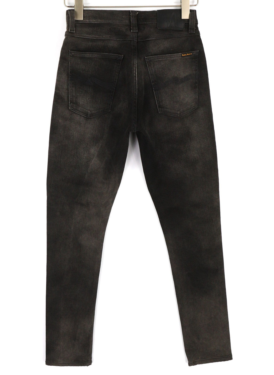 NUDIE Pipe Led Men Jeans W28/L30 Grey Marble Organic Slim Logo Washed Effect