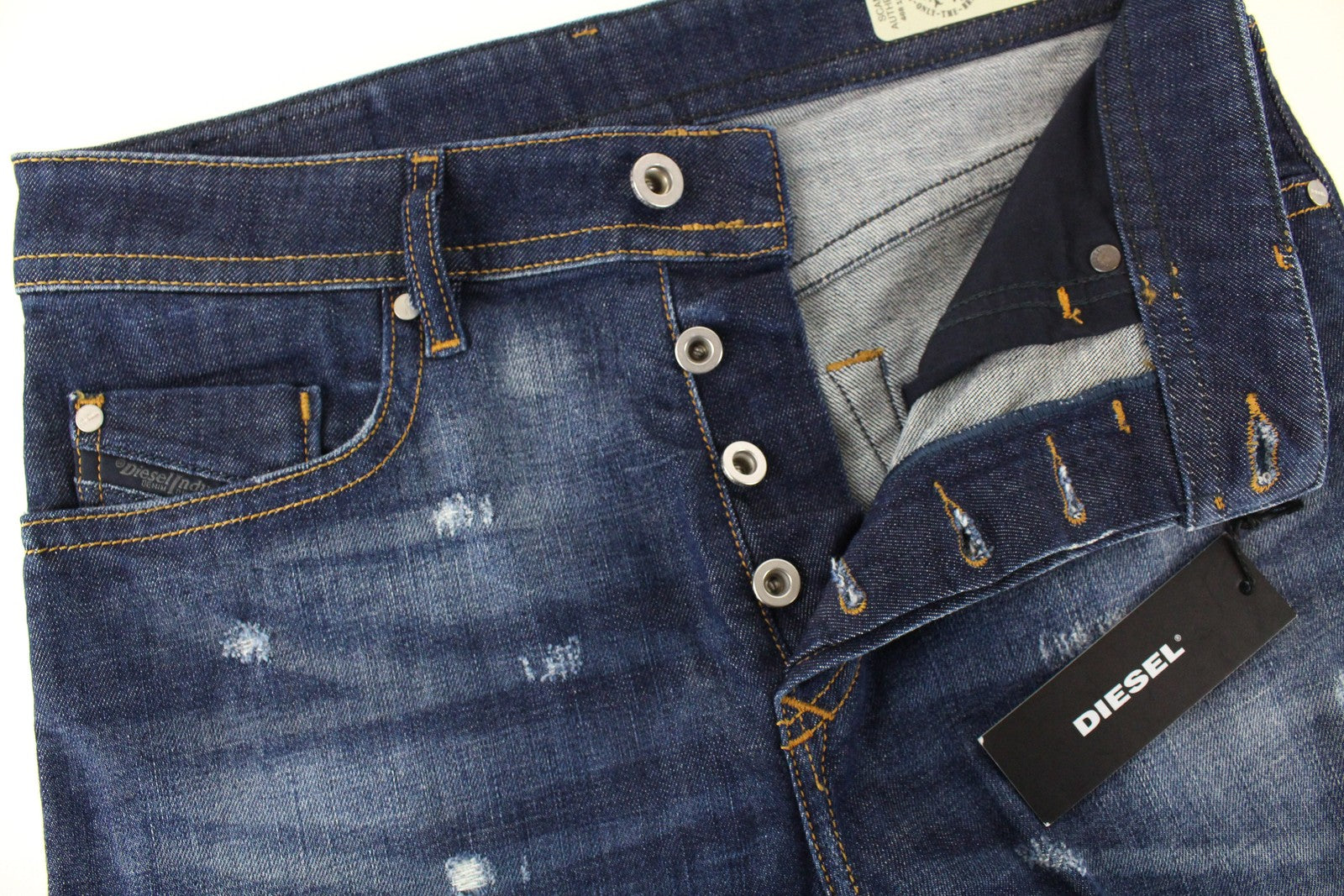 DIESEL Buster R7NA8 Men's Jeans W28/L32 Slim Tapered Fit Blue Washed Cotton*