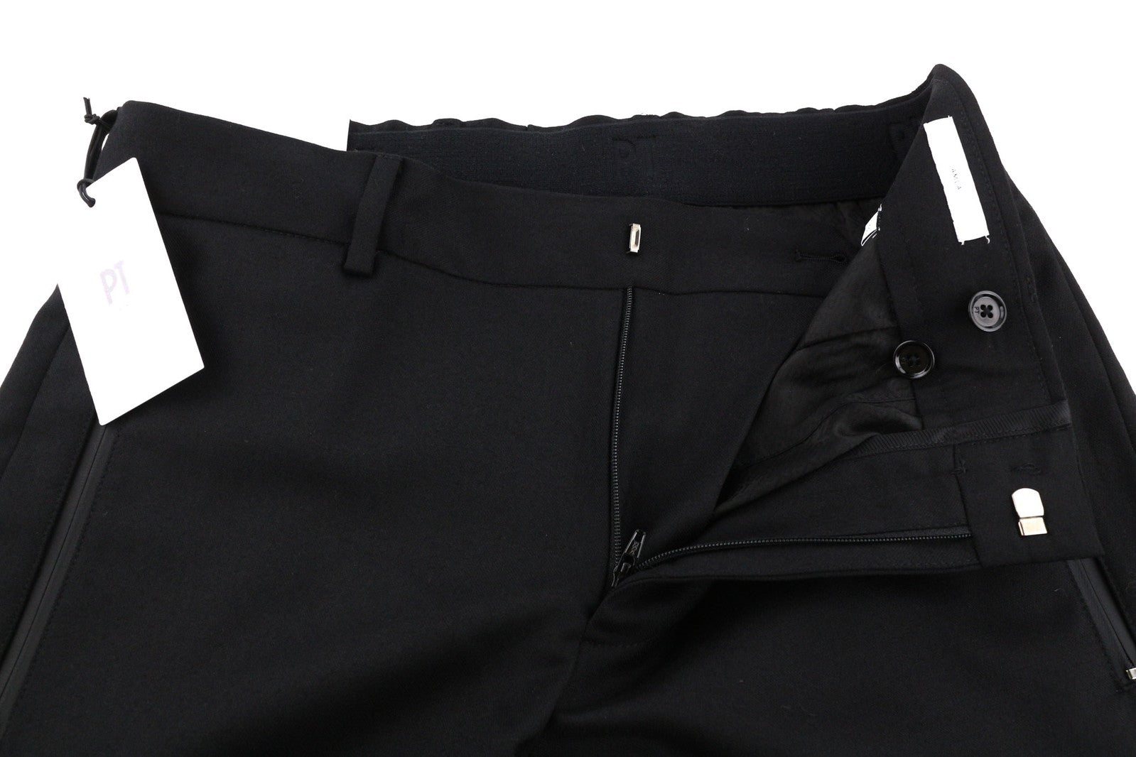 PT TORINO Lamda Men Trousers 46 W31 Black Fleece Wool Blend Cargo Zipped Pockets