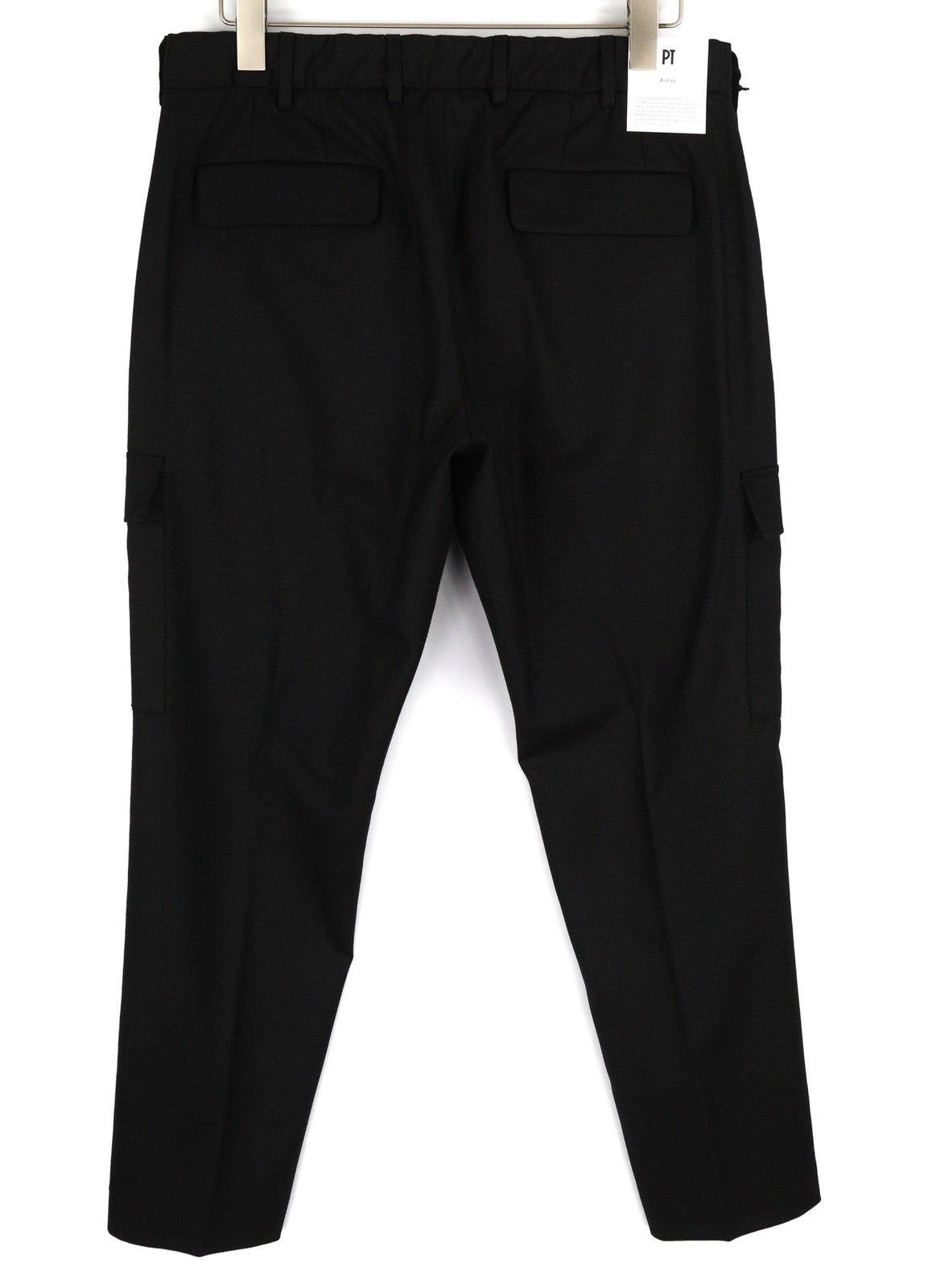 PT TORINO Lamda Men Trousers 52 W35 Black Fleece Wool Blend Cargo Zipped Pockets