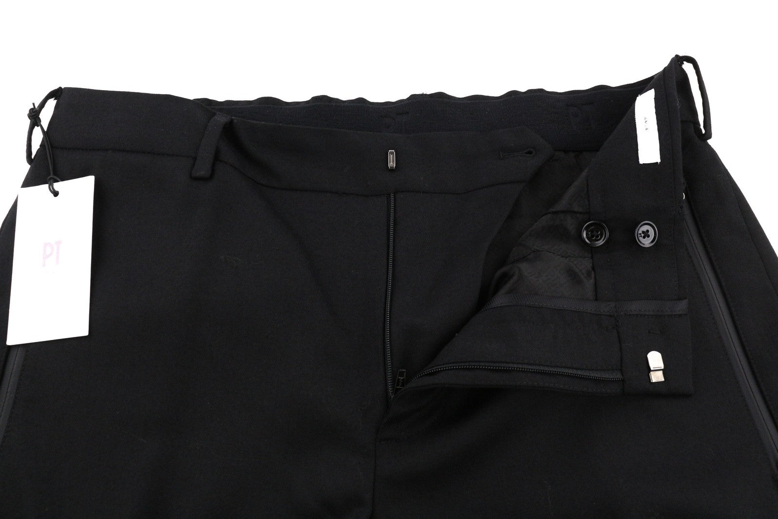 PT TORINO Lamda Men Trousers 48 W33 Black Fleece Wool Blend Cargo Zipped Pockets