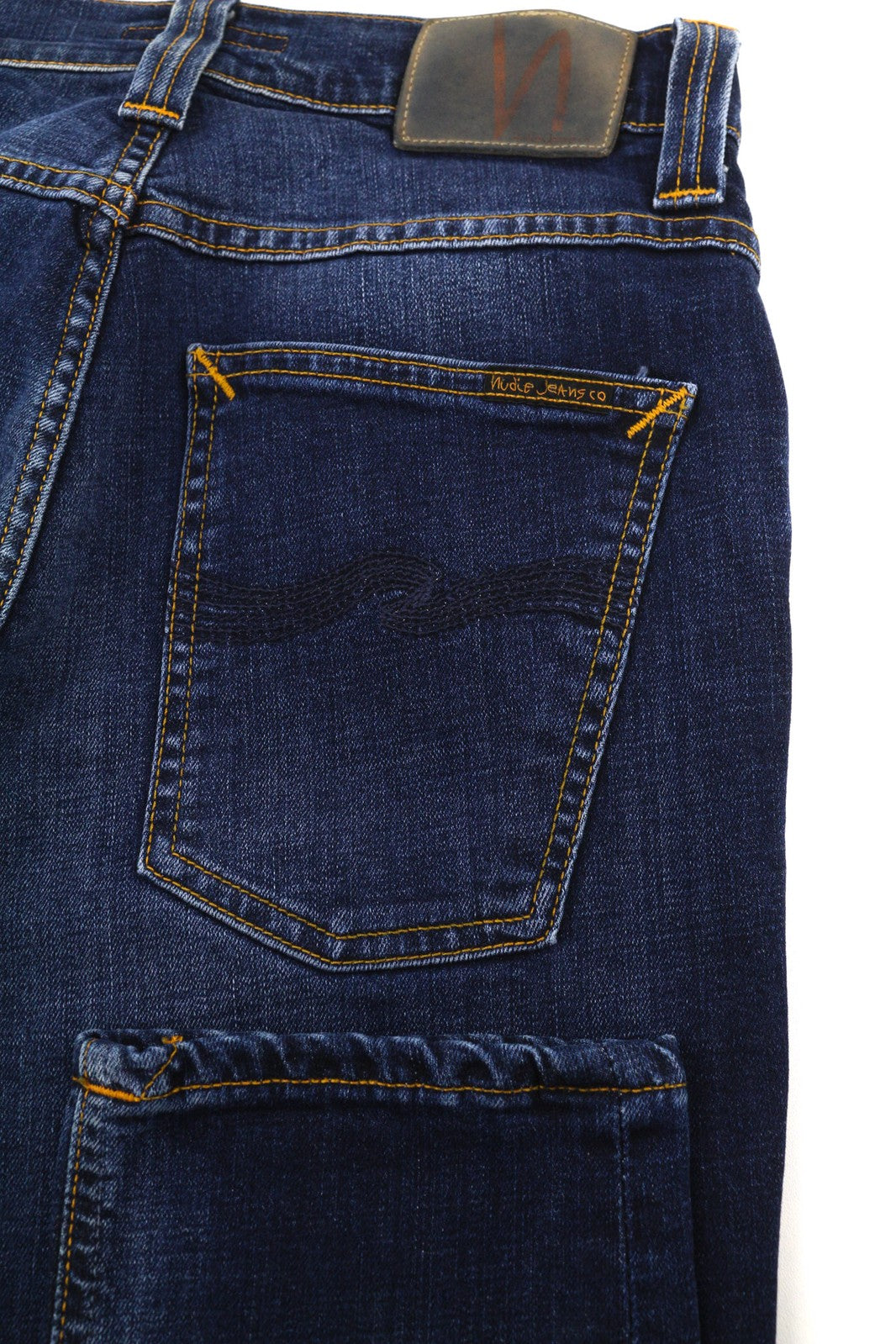 NUDIE Grim Tim Men Jeans W29/L32 Crosshatch Worn In Organic Washed Denim Pockets
