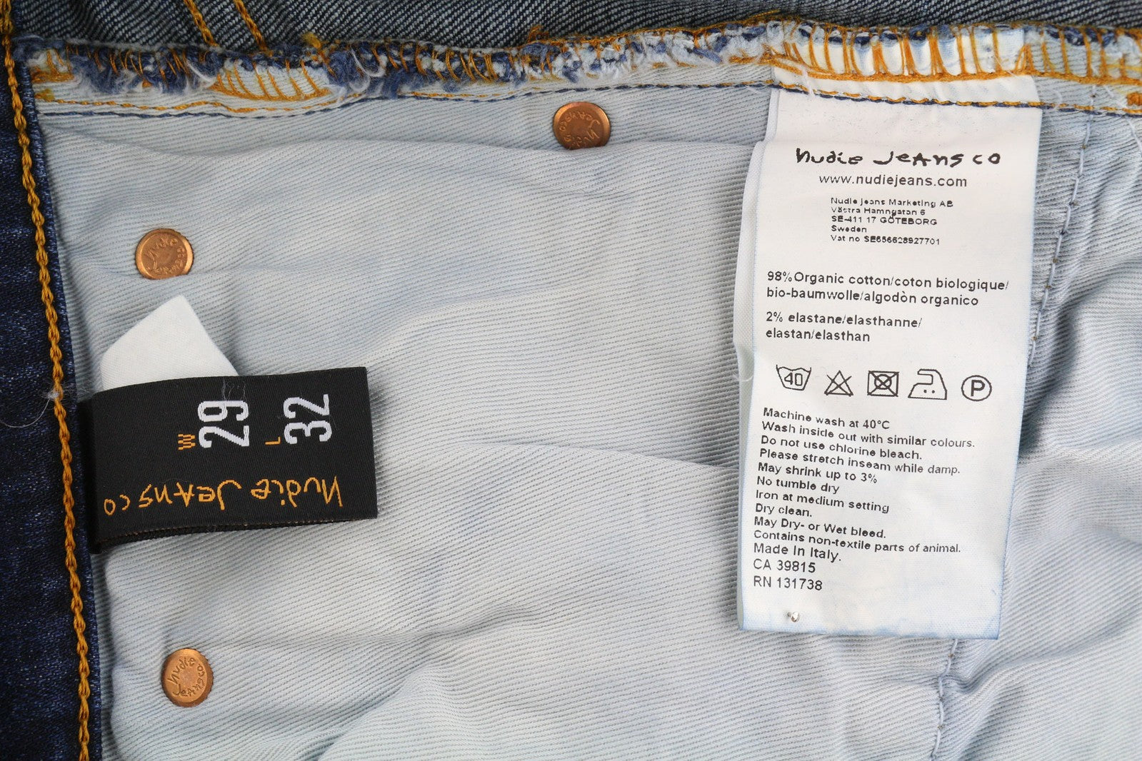 NUDIE Grim Tim Men Jeans W29/L32 Crosshatch Worn In Organic Washed Denim Pockets