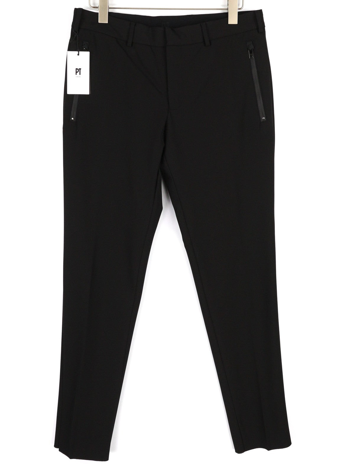 PT TORINO Lamda Men Trousers 46 W29 Black Chino Unfinished Hem Slim Fit Zipper