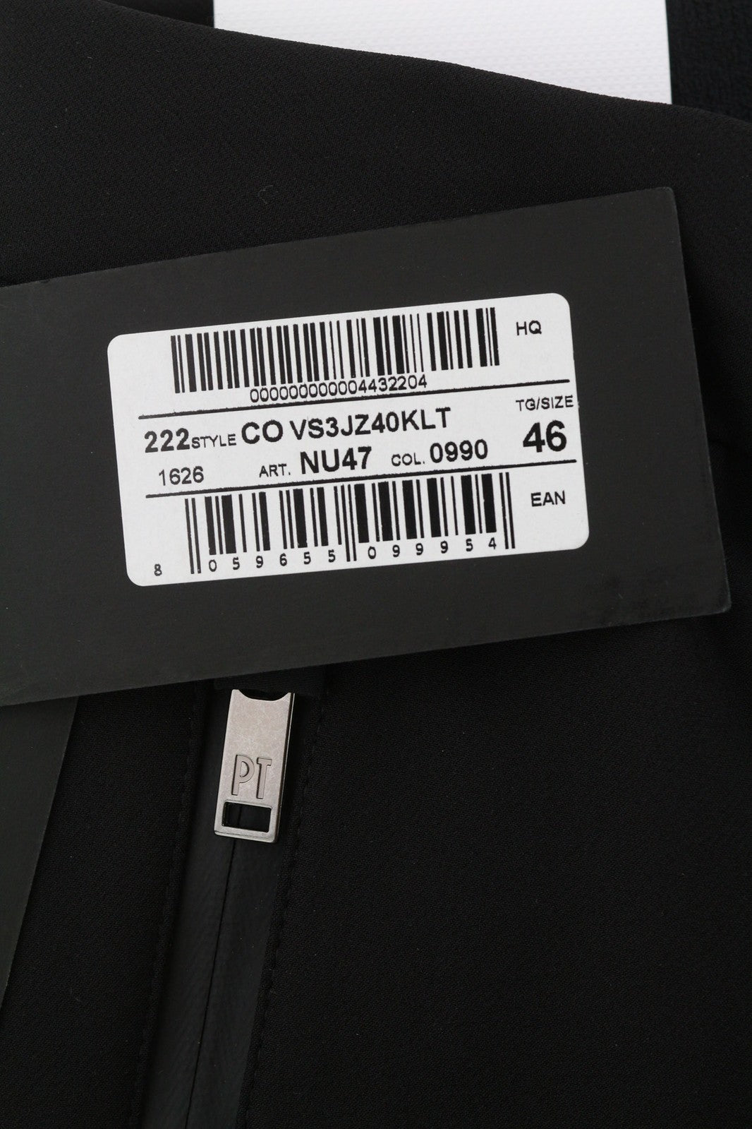 PT TORINO Lamda Men Trousers 46 W29 Black Chino Unfinished Hem Slim Fit Zipper