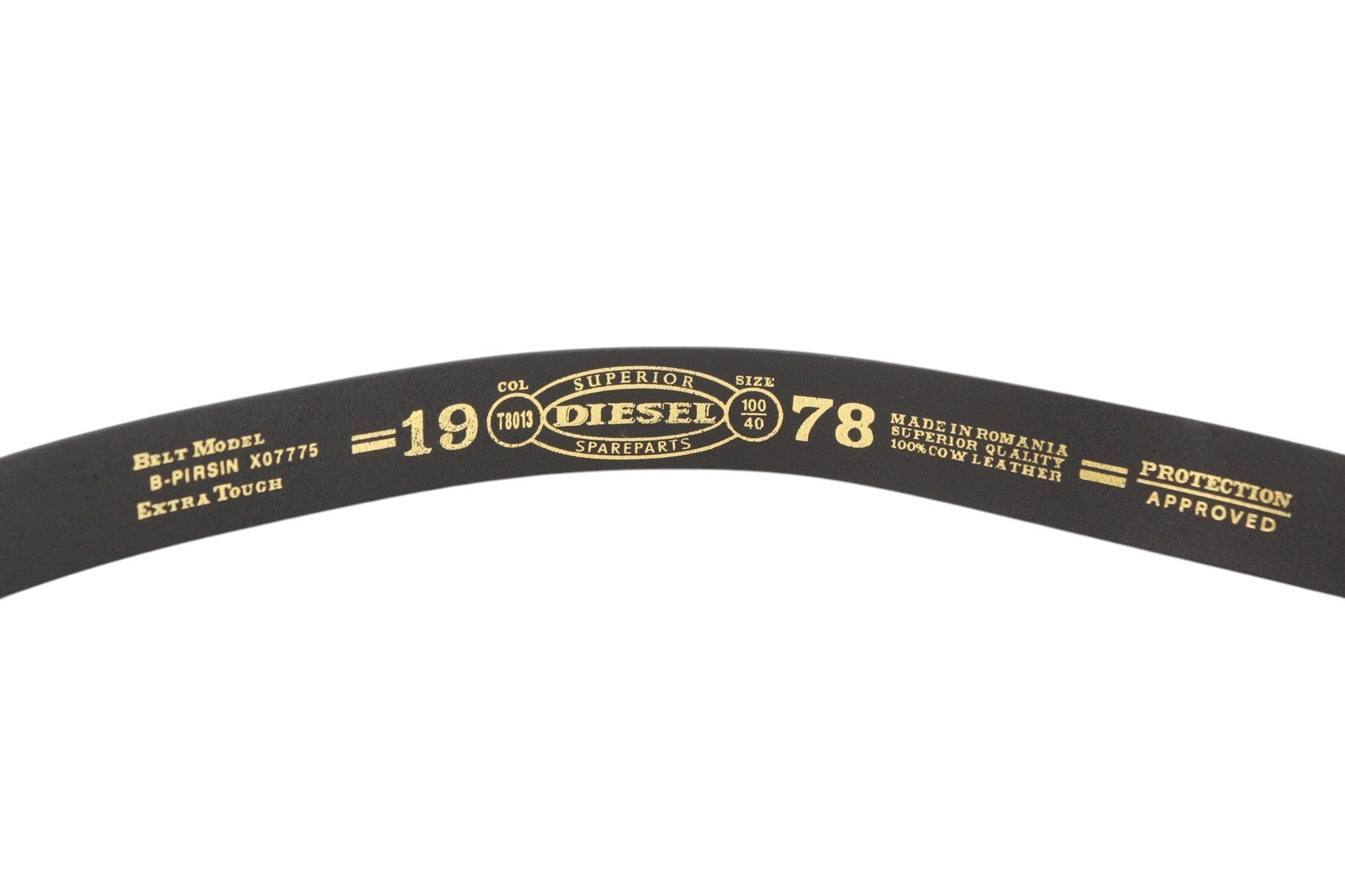 DIESEL B-Pirsin Men Belt 100 CM Black Leather Silver Tone Buckle Leather Casual