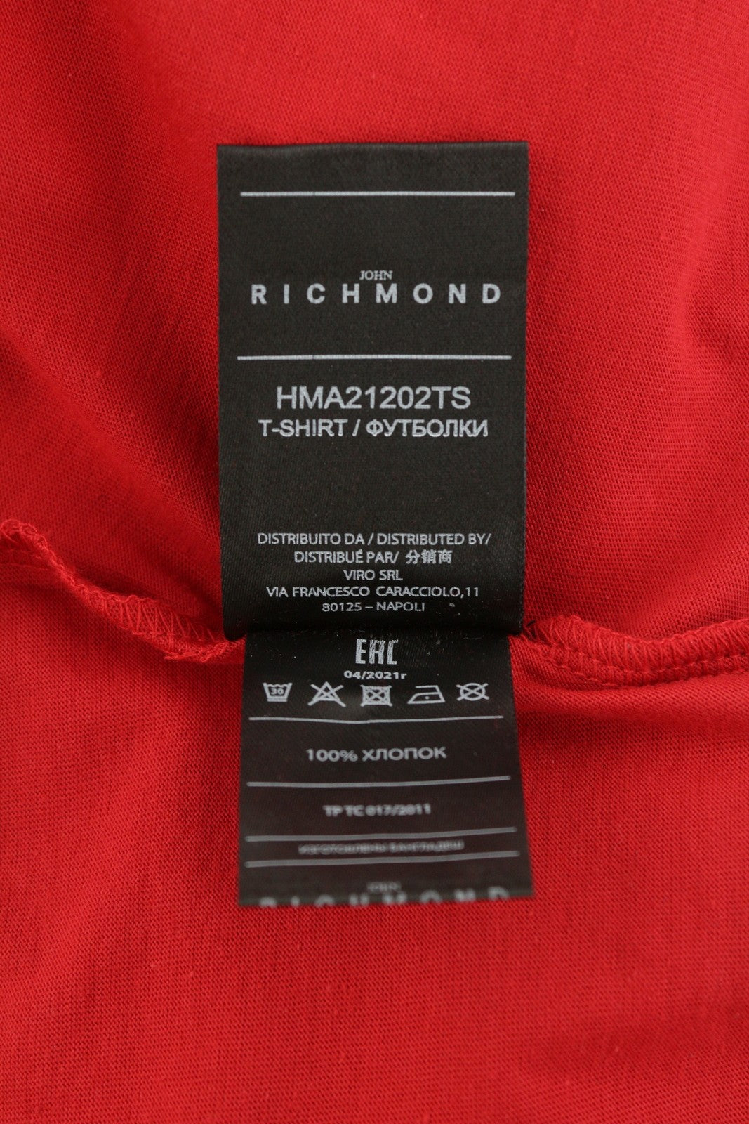 JOHN RICHMOND Over Ysalin Men T-Shirt XS Red Short Sleeve Oversize Loose RRP€190