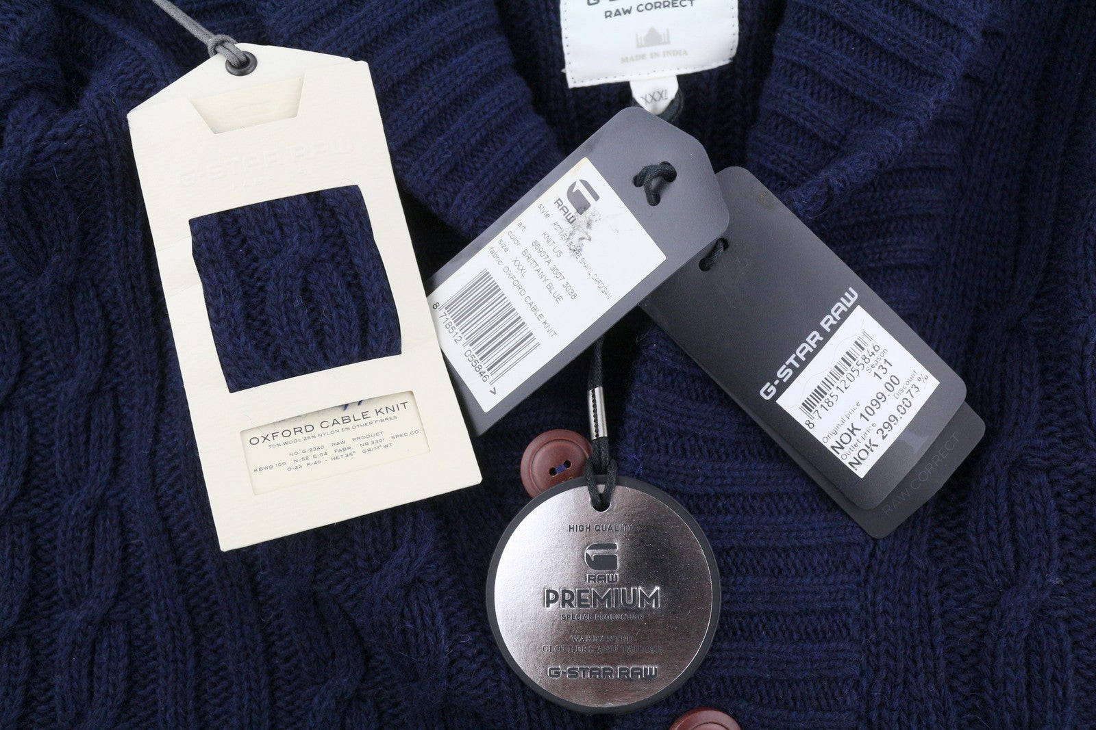 G-STAR RCT New Borre Shawl Cardigan Knit L/S Men Jumper 3XL Wool Blend Buttoned