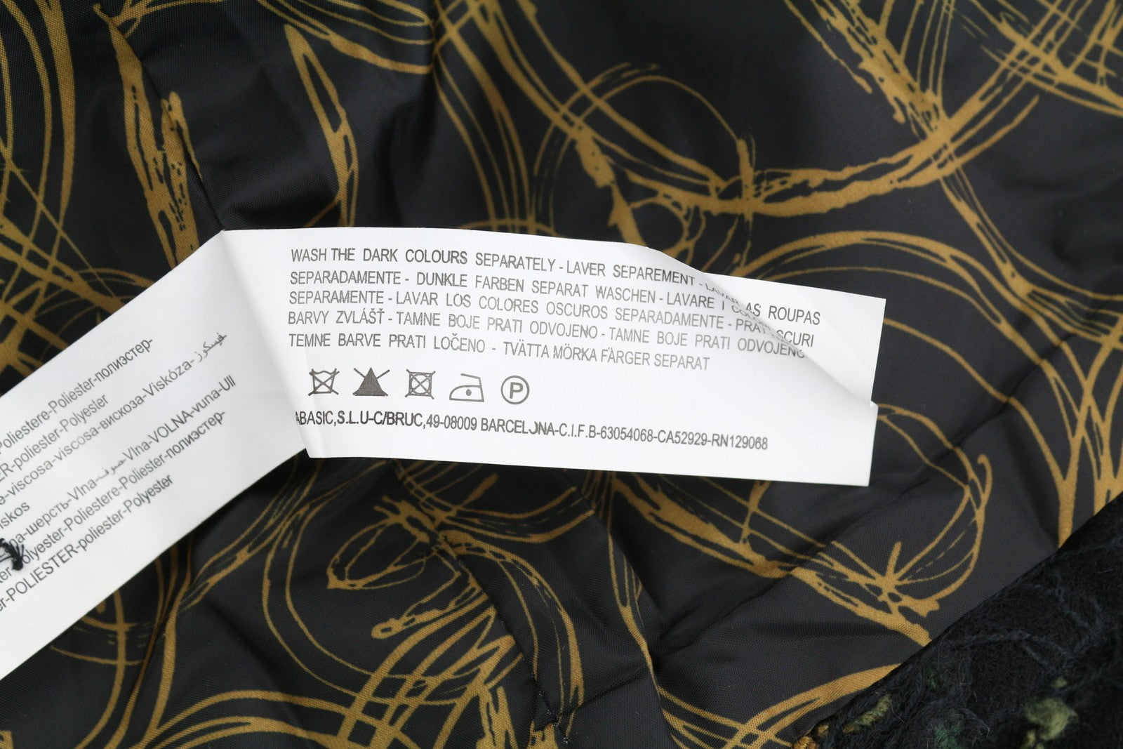 DESIGUAL Women Coat ~XS Black Patterned Wool Blend Removable Faux Fur Mid-Length