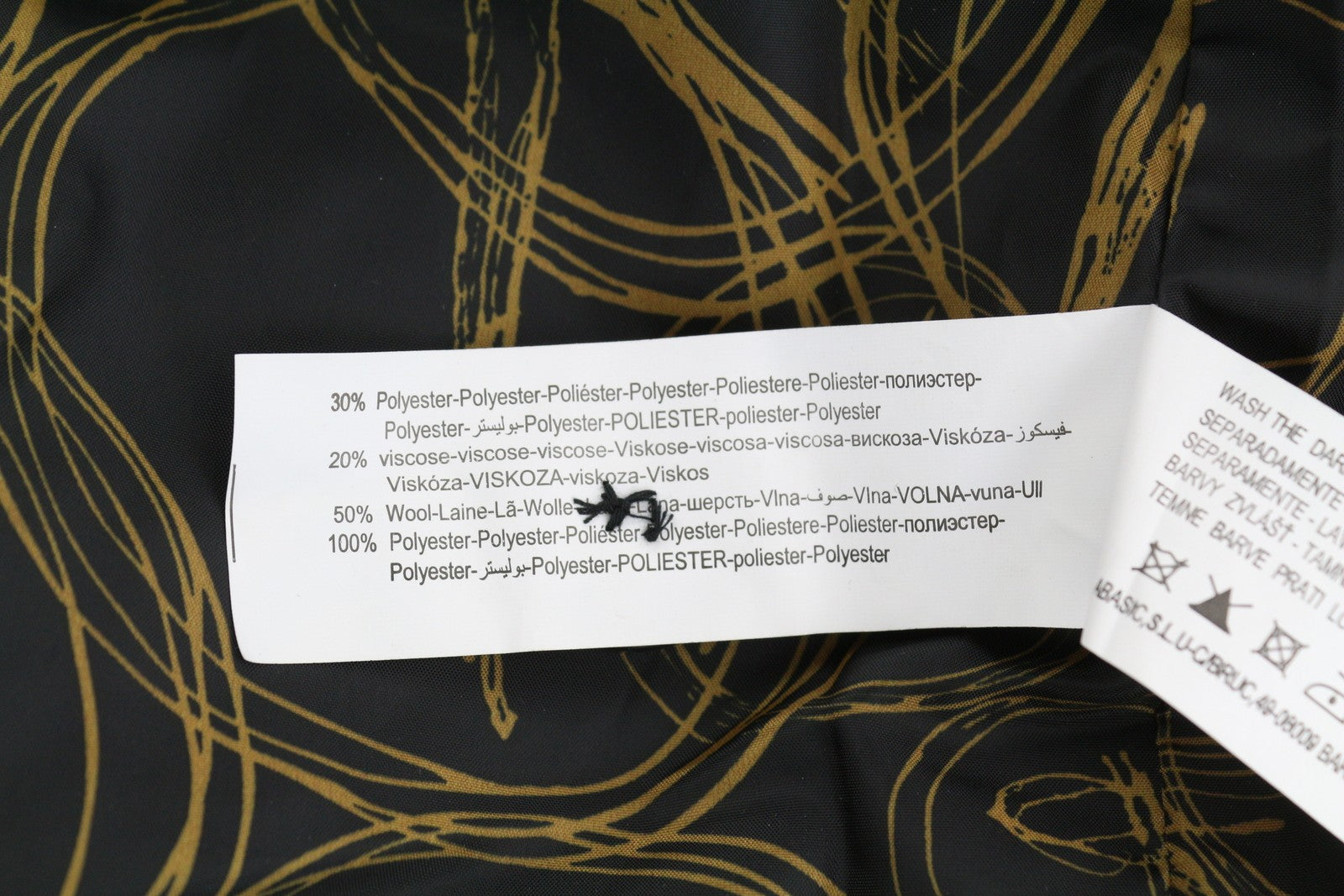 DESIGUAL Women Coat ~XS Black Patterned Wool Blend Removable Faux Fur Mid-Length