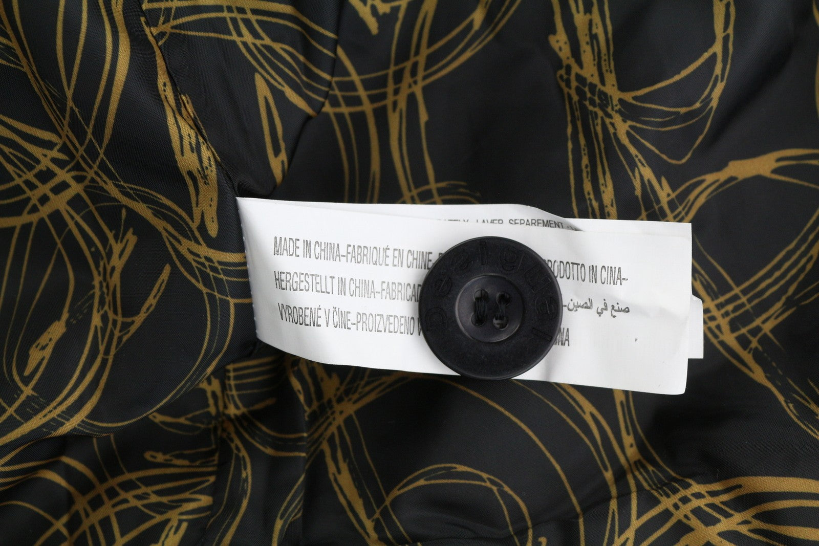 DESIGUAL Women Coat ~XS Black Patterned Wool Blend Removable Faux Fur Mid-Length