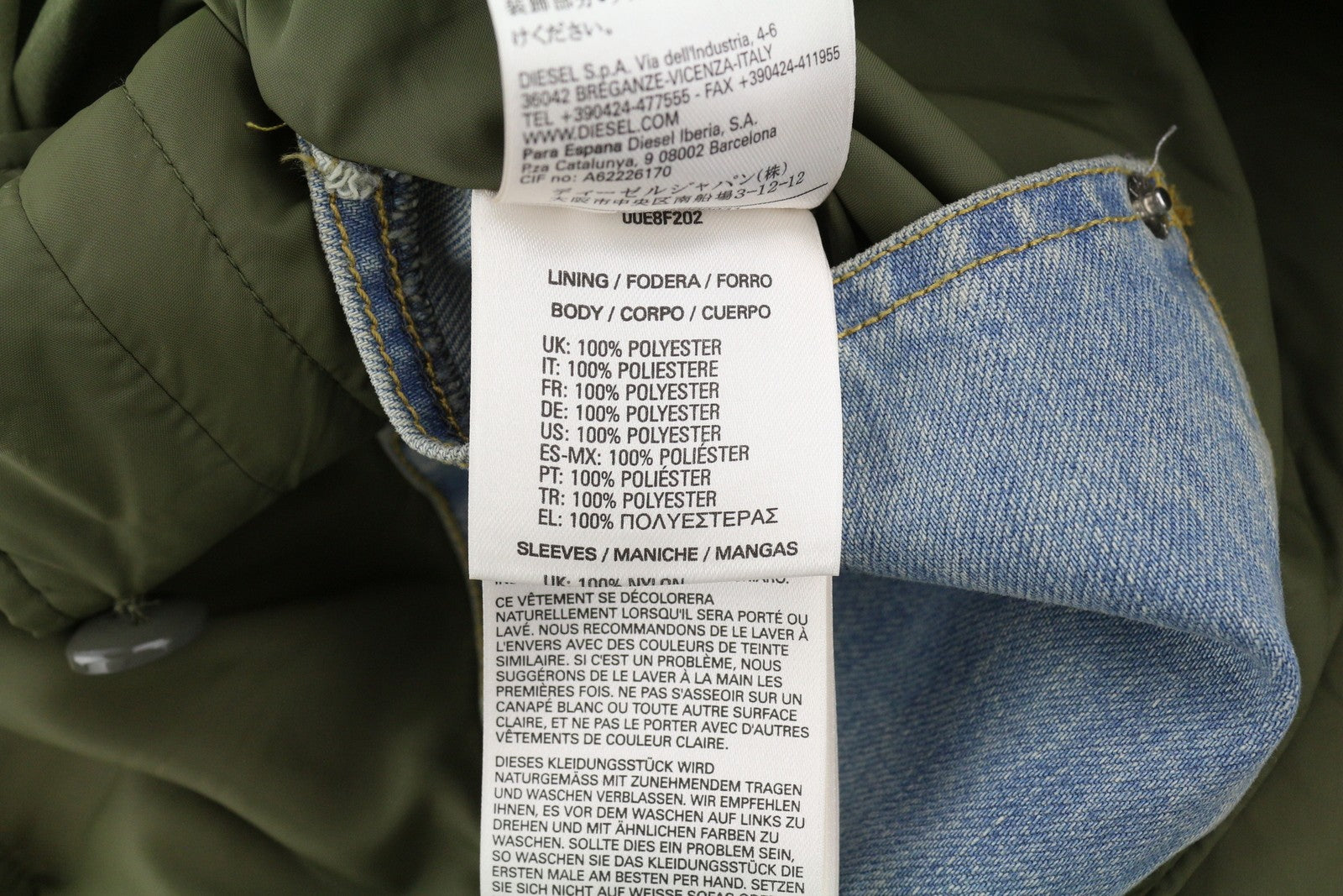 DIESEL W-Terry Women Jacket M Khaki Green Parka Zip Hooded Sherpa Lined RRP€395