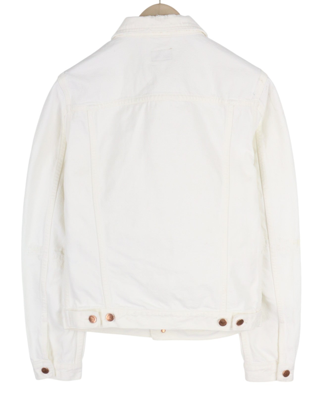 NUDIE JEANS Billy Men Jacket M Pitch White Worn Denim Buttoned  Neck Logo