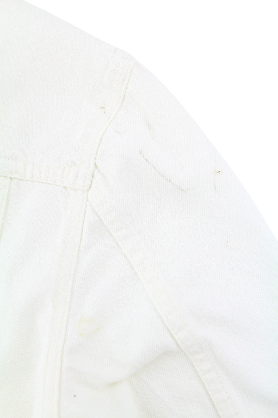 NUDIE JEANS Billy Men Jacket M Pitch White Worn Denim Buttoned  Neck Logo