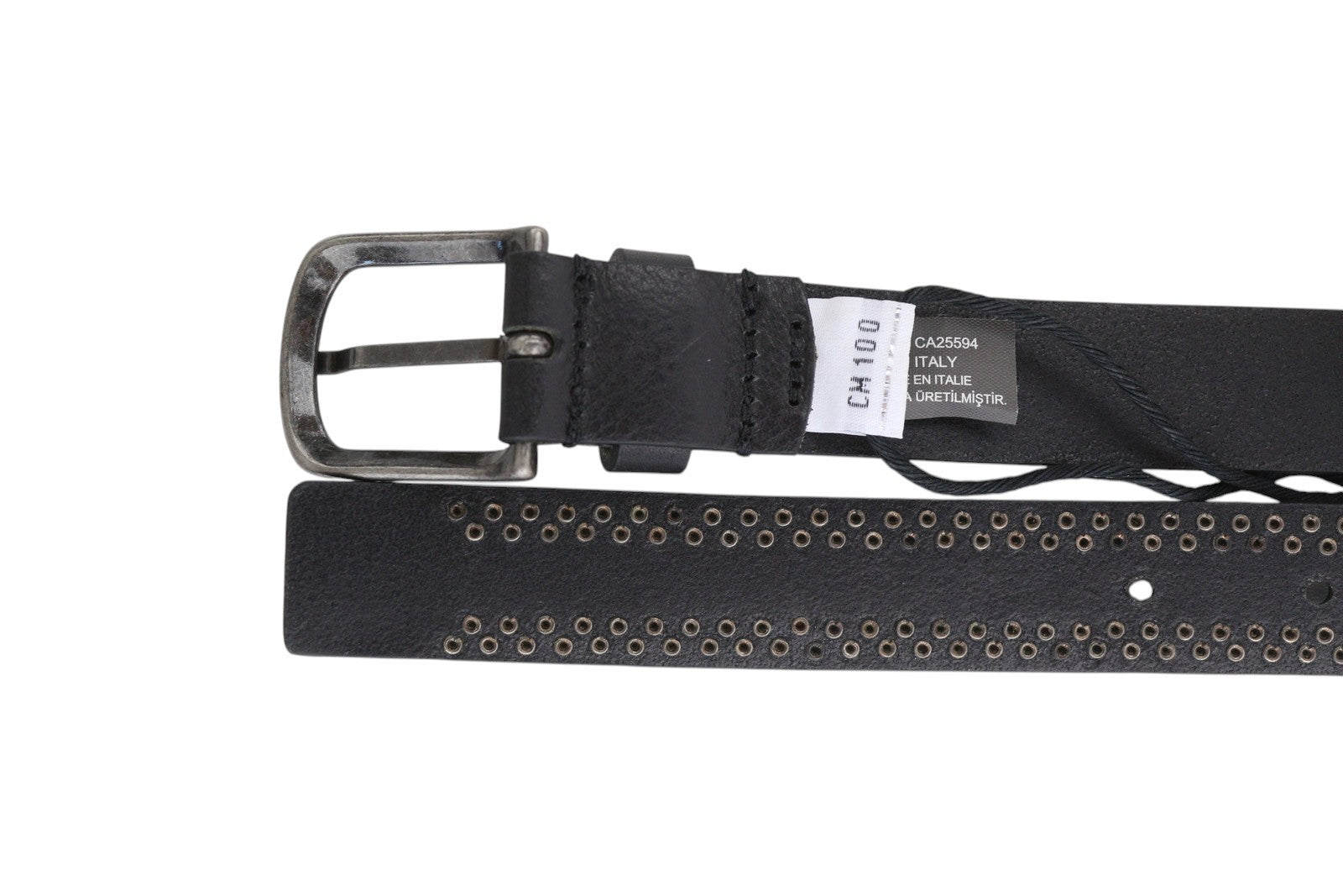 DIESEL B-Inary Men Belt 100 CM Black Leather Silver Tone Details Buckle RRP200