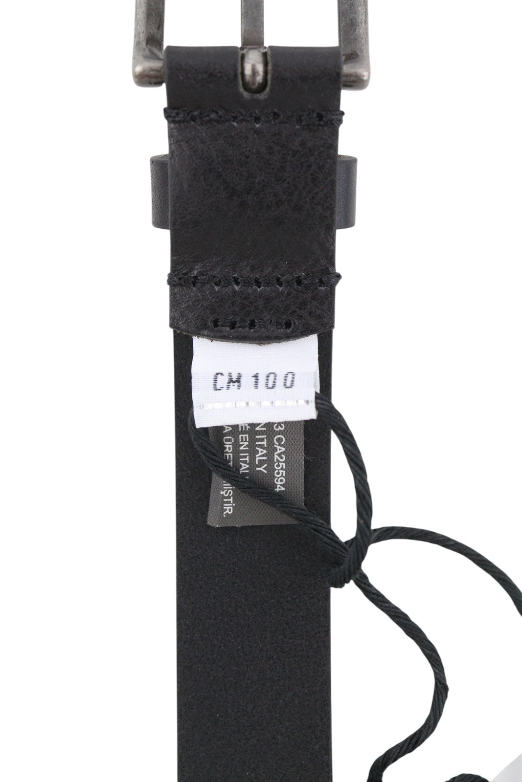 DIESEL B-Inary Men Belt 100 CM Black Leather Silver Tone Details Buckle RRP200