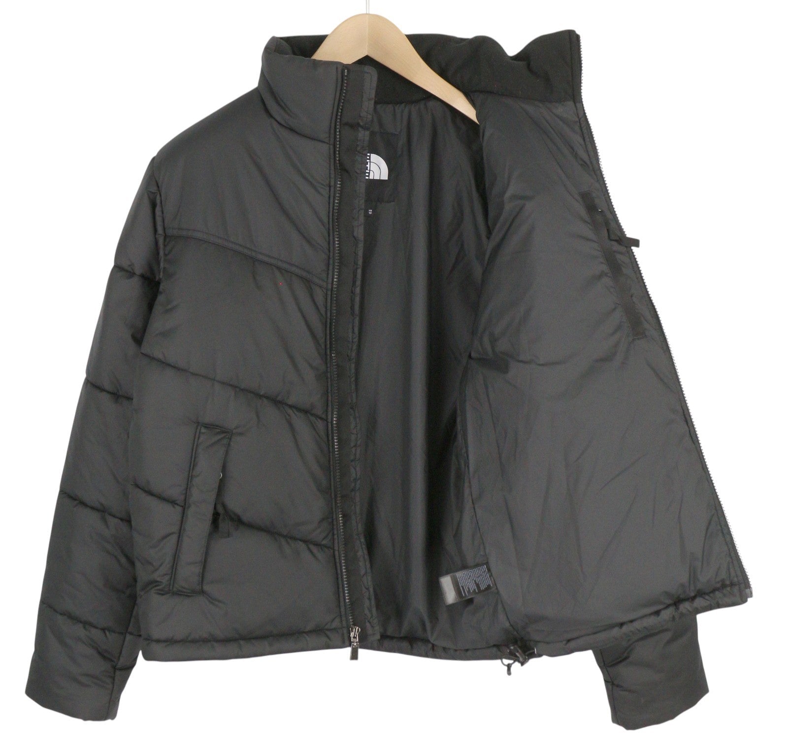 THE NORTH FACE Men Jacket XS Black Full Zip High Neck Insulated Logo Puffer