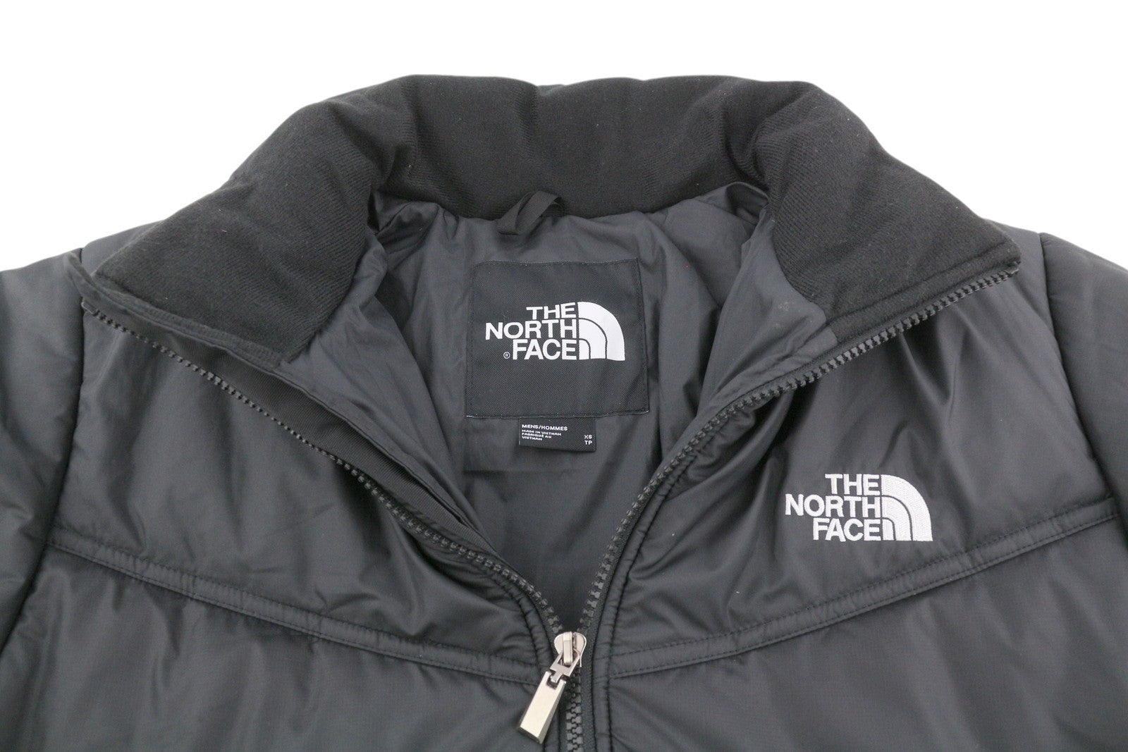 THE NORTH FACE Men Jacket XS Black Full Zip High Neck Insulated Logo Puffer