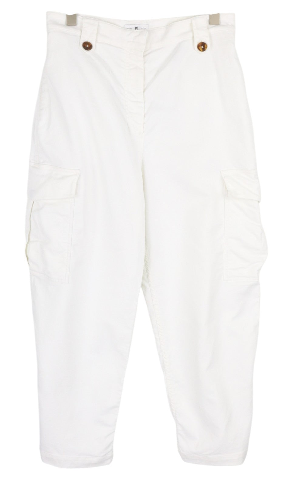 PT TORINO Zoe Women Trousers 46 W30 White Linen Blend Slim Fit High Waist Cargo