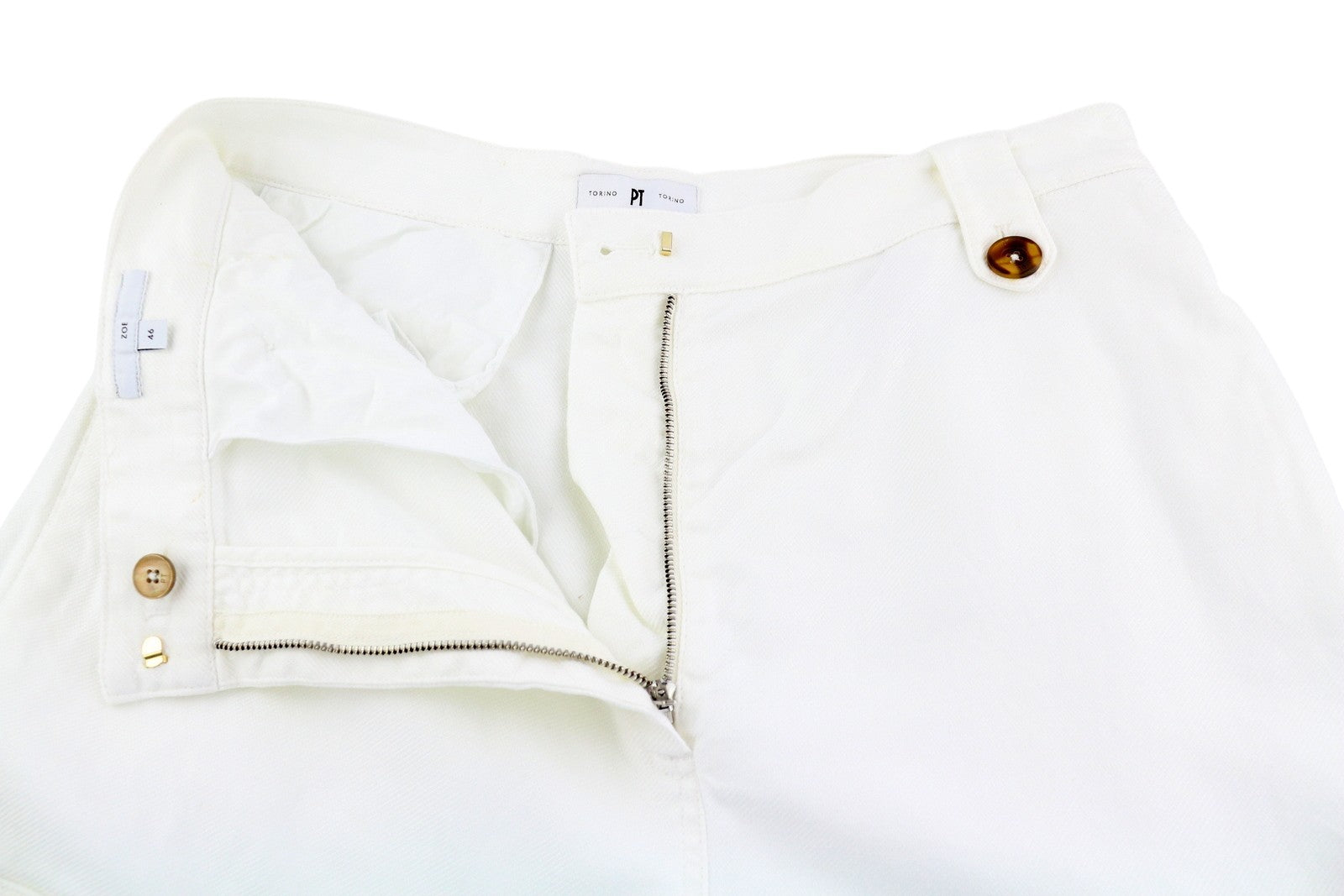 PT TORINO Zoe Women Trousers 46 W30 White Linen Blend Slim Fit High Waist Cargo