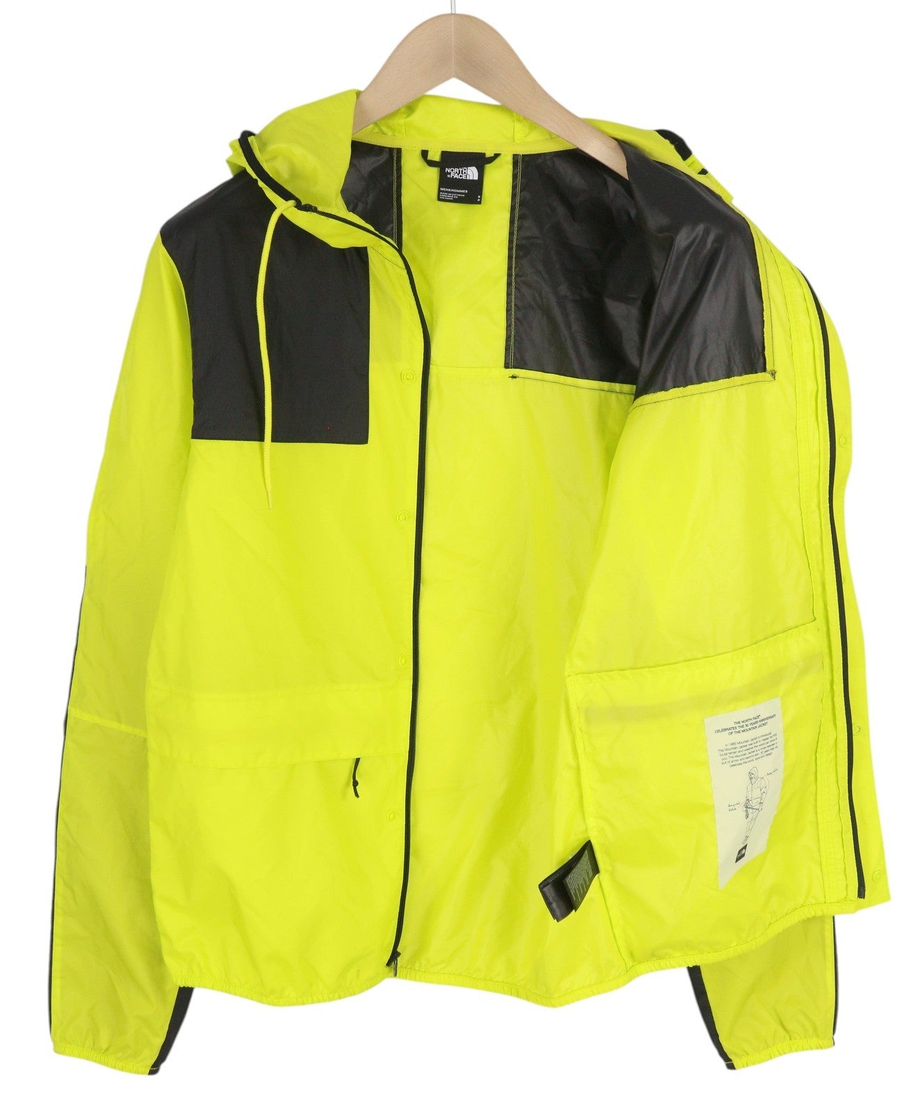 THE NORTH FACE Mountain Men Jacket S Yellow Full Zip Hooded Logo Lightweight