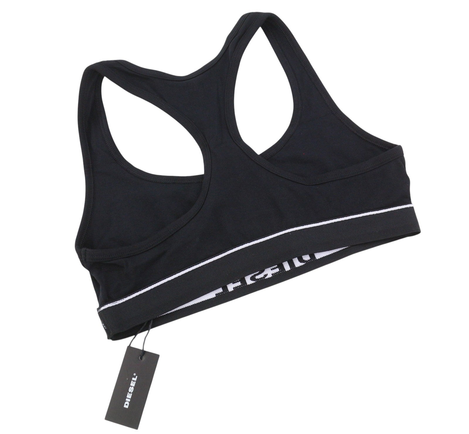 DIESEL Ufsb-Miley Top Women Sports Bra S Black Stretch Comfort Sleeveless Logo